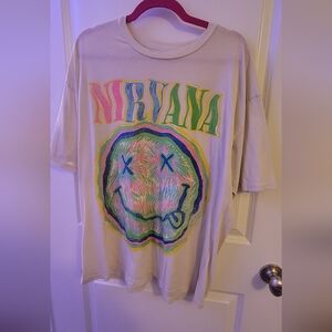 NIRVANA Pastel Neon Logo Graphic Tee Size L